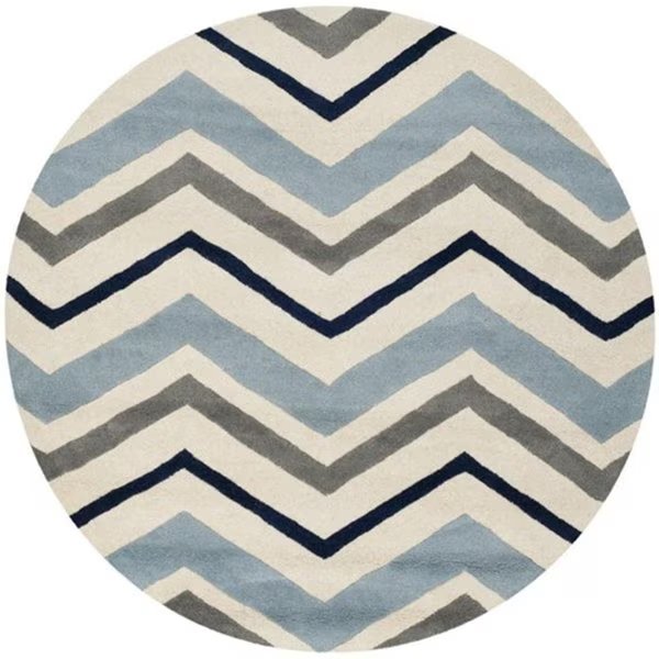 Chatham Hand Tufted Round Rug- Ivory - Dark Grey- 3 x 3 ft., Safavieh, Mfr#: CHT749X-3R